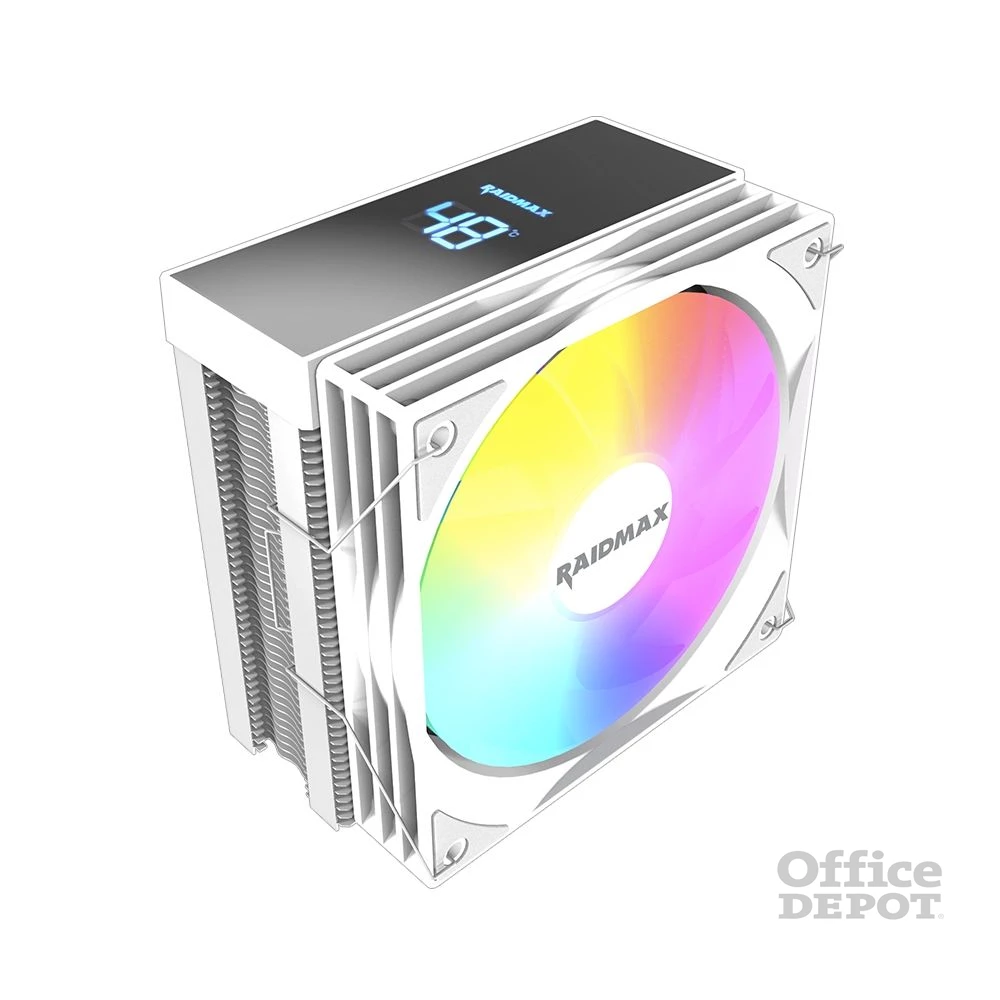 RAIDMAX AM1204W ARGB 120mm fehér hőfok kijelzős processzor hűtő