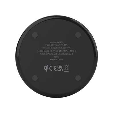 Rapoo 00217720 XC105 10W fekete vezeték nélküli mobiltelefon töltő Rapoo 00217720 XC105 10W fekete vezeték nélküli mobiltelefon töltő