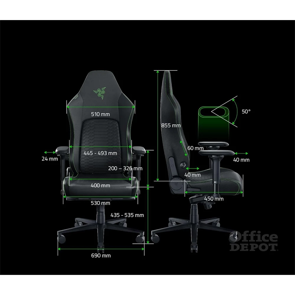 Razer Iskur V2 fekete-zöld gamer szék