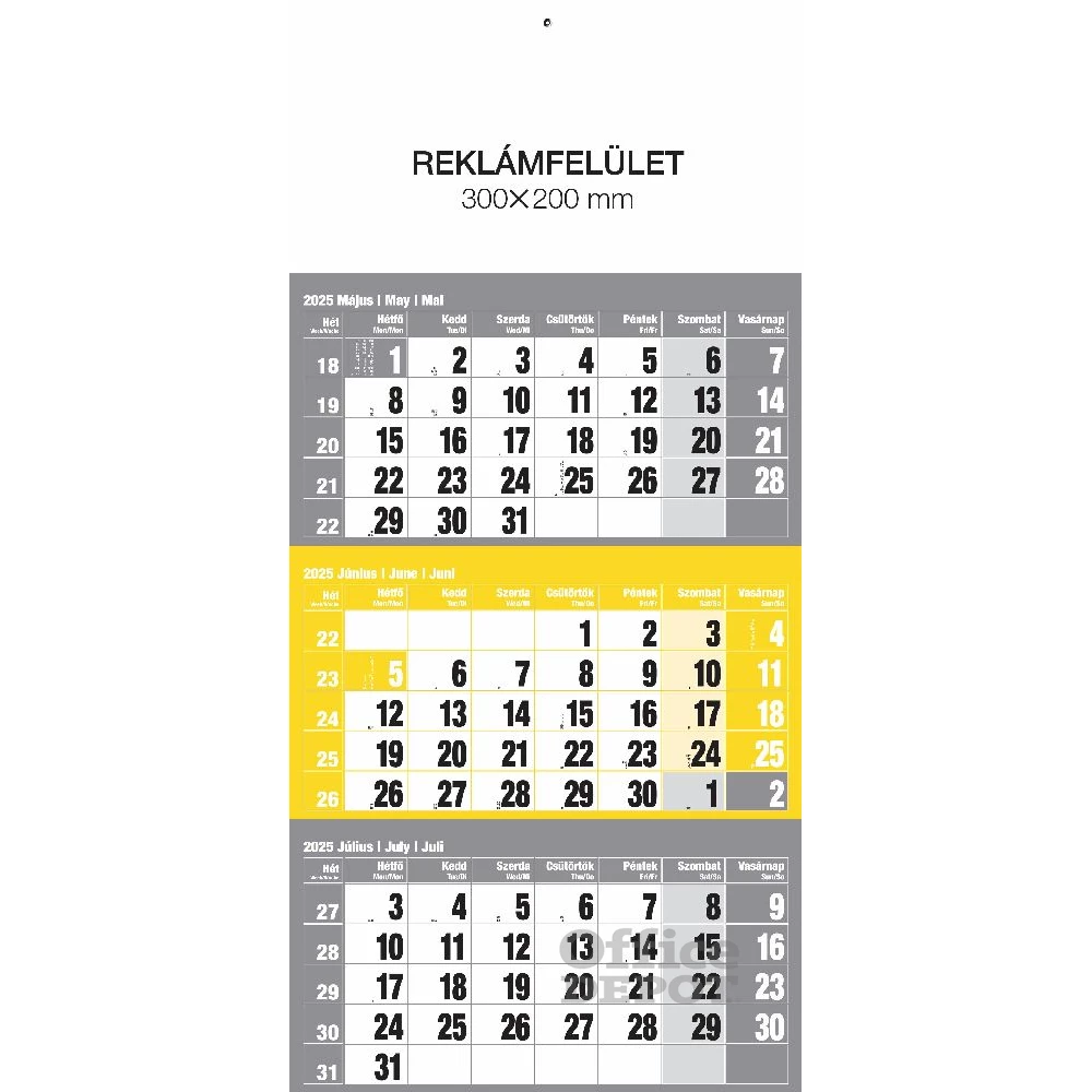 Realsystem 2025 6061 12lapos sárga speditőr naptár