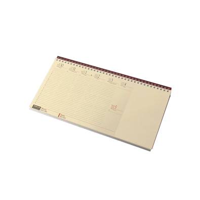 Realsystem 2026 7942-19 blokktömbös sárga papíros fekvő bordó asztali naptár