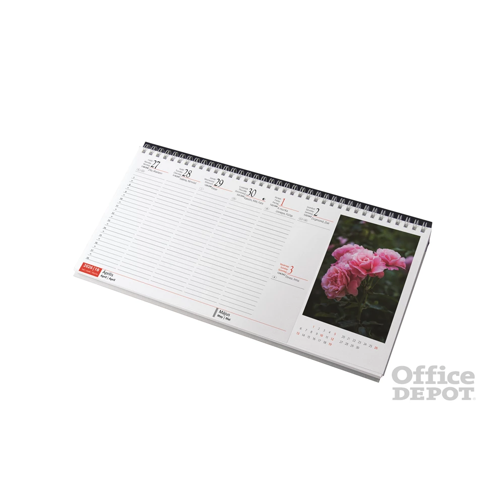 Realsystem 2026 Virágok 7981-04 képes kék fekvő asztali naptár