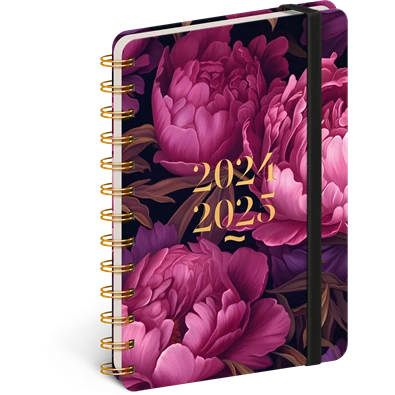 Realsystem Petito Purple Flowers 2024/2025 13×18cm 18 hónapos spirálos naptár