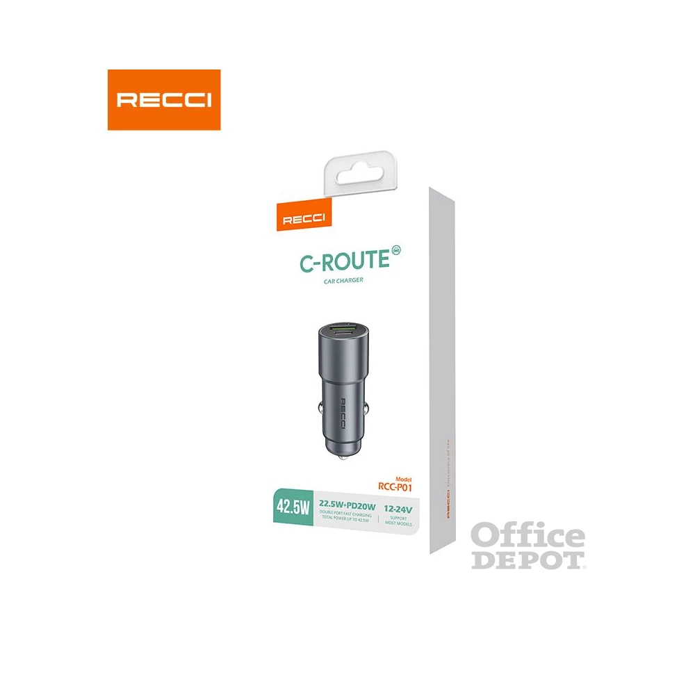 Recci RCC-P01 42,5W Type C/Type A autós töltő