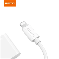 Recci RDS-A01 2x Lightning - Lightning fehér töltő és audió elosztó adapter