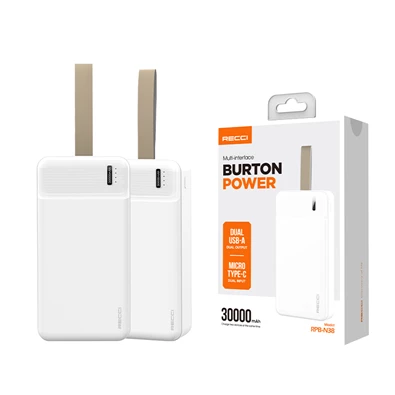 Recci RPB-N38 TypeC 2USB 30.000mAh fehér power bank Recci RPB-N38 TypeC 2USB 30.000mAh fehér power bank