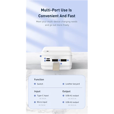 Recci RPB-N38 TypeC 2USB 30.000mAh fehér power bank Recci RPB-N38 TypeC 2USB 30.000mAh fehér power bank