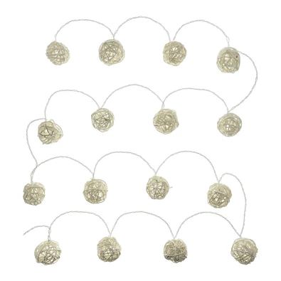 Retlux RXL 248 16 LED/2x AA/meleg fehér rattan golyók karácsonyi gömbfüzér