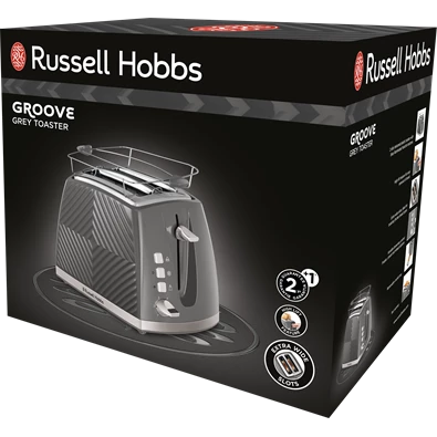 Russell Hobbs 26392-56/RH Groove szürke 2 szeletes kenyérpirító Russell Hobbs 26392-56/RH Groove szürke 2 szeletes kenyérpirító