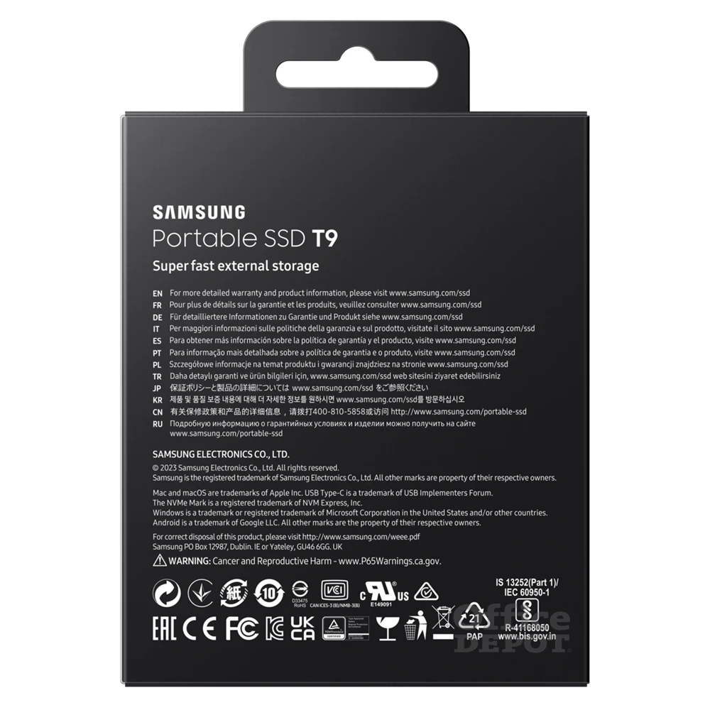 SAMSUNG Portable SSD T9 USB 3.2 Gen 2x2 1TB, Black