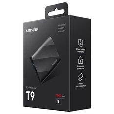 SAMSUNG Portable SSD T9 USB 3.2 Gen 2x2 1TB, Black