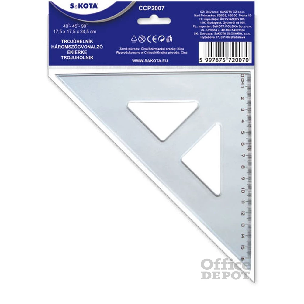 Sakota 45fokos átlátszó BL vonalzó