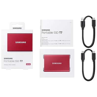 Samsung 1000GB USB 3.2 (MU-PC1T0R/WW) piros T7 külső SSD Samsung 1000GB USB 3.2 (MU-PC1T0R/WW) piros T7 külső SSD