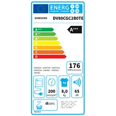 Samsung DV80CGC2B0TELE 8 kg hőszivattyús szárítógép Samsung DV80CGC2B0TELE 8 kg hőszivattyús szárítógép