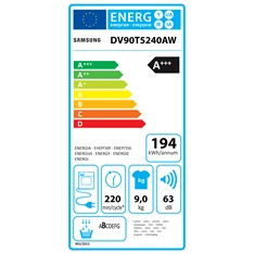 Samsung DV90T5240AW/S6 9 kg hőszivattyús szárítógép Samsung DV90T5240AW/S6 9 kg hőszivattyús szárítógép