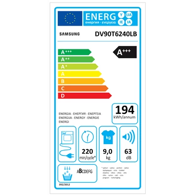 Samsung DV90T6240LB/S6 9 kg fekete hőszivattyús szárítógép Samsung DV90T6240LB/S6 9 kg fekete hőszivattyús szárítógép