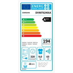 Samsung DV90T6240LK/S6 9 kg hőszivattyús szárítógép Samsung DV90T6240LK/S6 9 kg hőszivattyús szárítógép