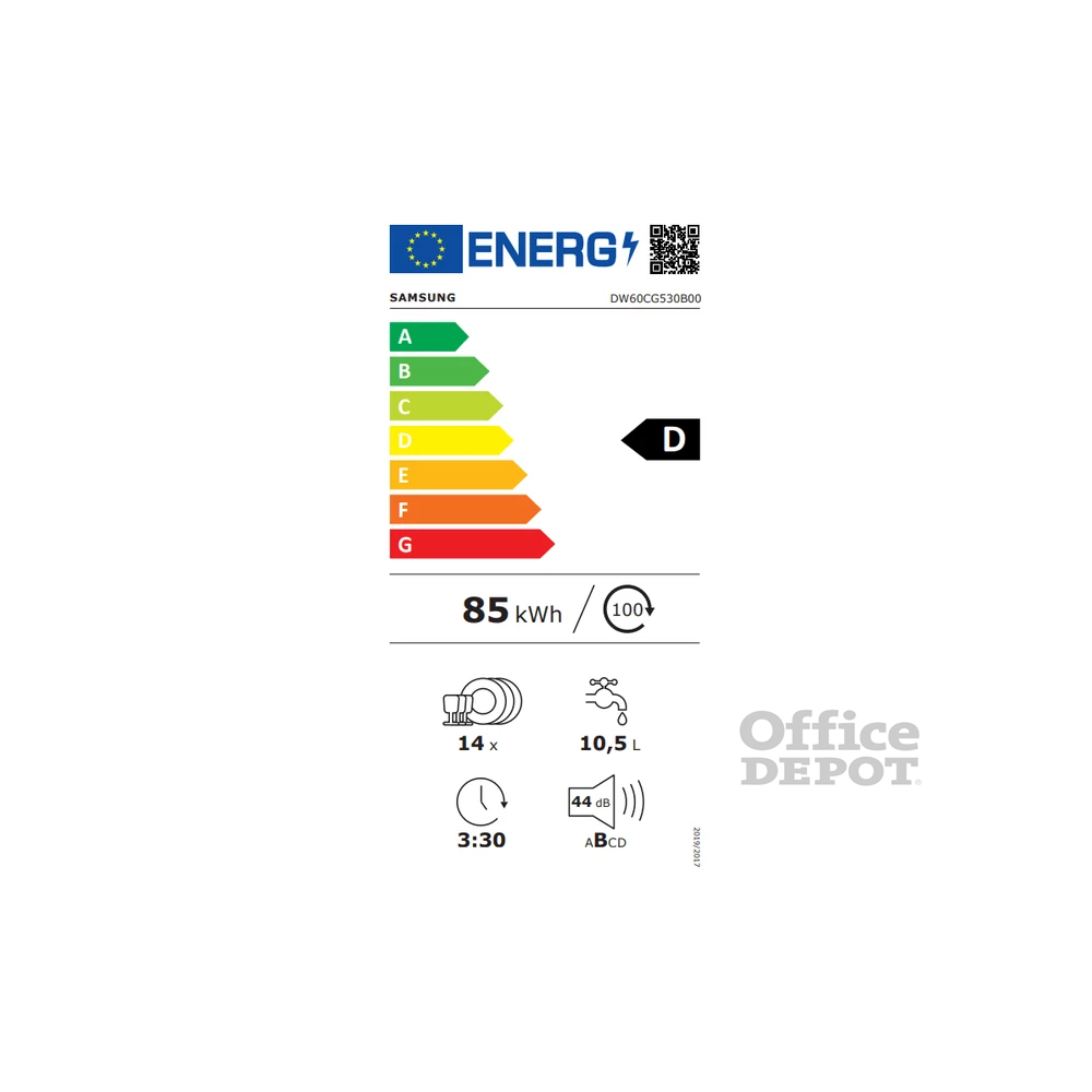 Samsung DW60CG530B00ET programok száma: 7, beépíthető, 14 terítékes mosogatógép 