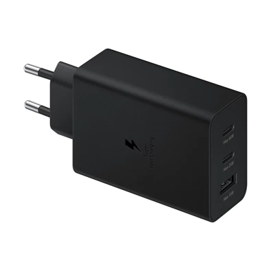 Samsung EP-T6530NBEGEU 65W PD 2xUSB C/USB A fekete hálózati gyorstöltő adapter Samsung EP-T6530NBEGEU 65W PD 2xUSB C/USB A fekete hálózati gyorstöltő adapter