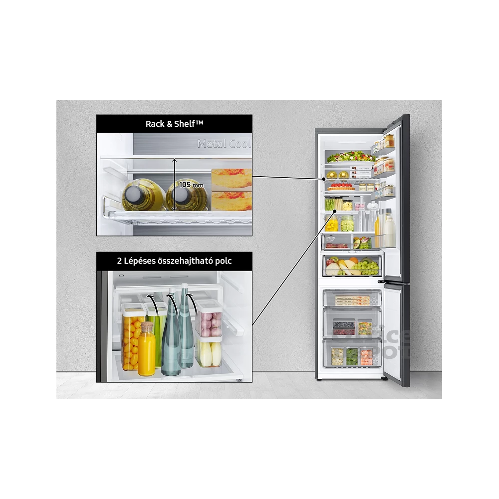 Samsung RB38A6B1DCE/EF krém, alulfagyasztós, Hűtő:276L, Fagyasztó:114L, No frost hűtőszekrény