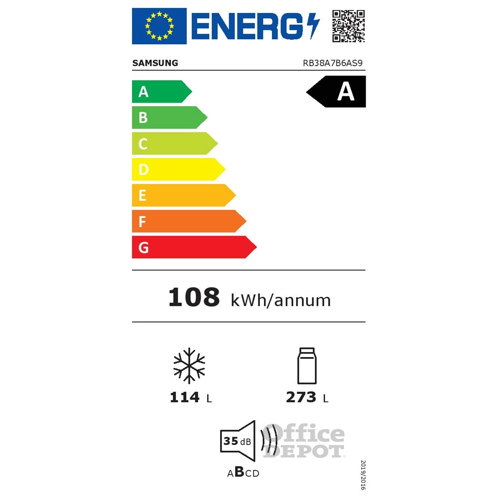 Samsung RB38A7B6AS9/EF inox, alulfagyasztós, Hűtő:273L, Fagyasztó:114L, Twin Cooling Plus hűtőszekrény