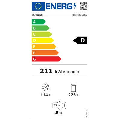 Samsung RB38C676DSA/EF grafit, alulfagyasztós, Hűtő:276L, Fagyasztó:114L, hűtőszekrény (Újszerű)