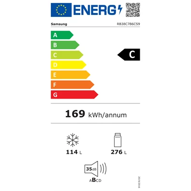 Samsung RB38C7B6CS9/EF inox alulfagyasztós hűtőszekrény Samsung RB38C7B6CS9/EF inox alulfagyasztós hűtőszekrény