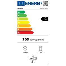 Samsung RB38C7B6CS9/EF inox, alulfagyasztós, Hűtő:276L, Fagyasztó:114L, hűtőszekrény (Használt - B)