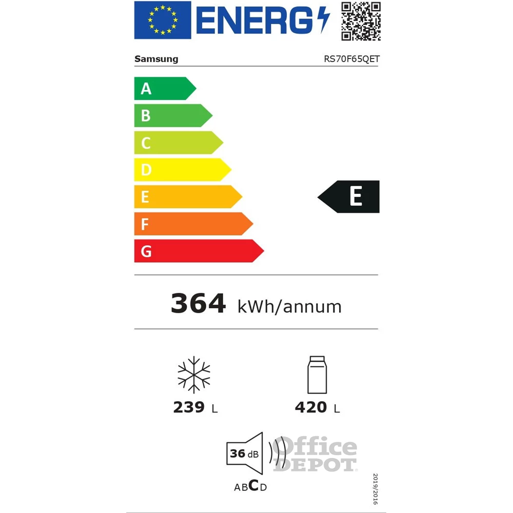 Samsung RS70F65QETEO side-by- side, Hűtő:420L, Fagyasztó:239L, hűtőszekrény