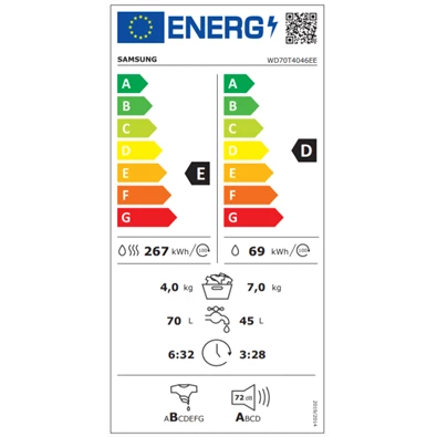 Samsung WD70T4046EE/LE elöltöltős mosó-szárítógép Samsung WD70T4046EE/LE elöltöltős mosó-szárítógép
