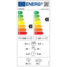 Samsung WD80T634DBH/S6 8 kg elöltöltős mosó-szárítógép Samsung WD80T634DBH/S6 8 kg elöltöltős mosó-szárítógép