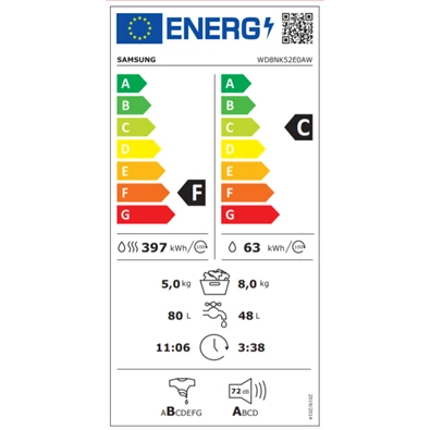 Samsung WD8NK52E0AW/LE elöltöltős mosó-szárítógép Samsung WD8NK52E0AW/LE elöltöltős mosó-szárítógép