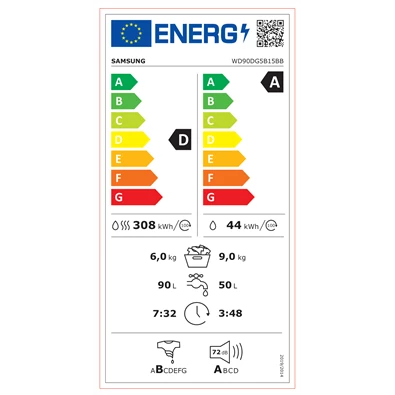 Samsung WD90DG5B15BBLE 9 kg elöltöltős mosó-szárítógép Samsung WD90DG5B15BBLE 9 kg elöltöltős mosó-szárítógép