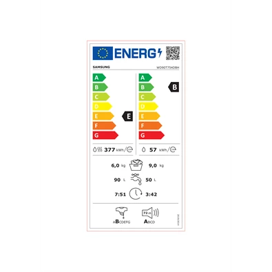 Samsung WD90T754DBH/S6 elöltöltős mosó-szárítógép Samsung WD90T754DBH/S6 elöltöltős mosó-szárítógép