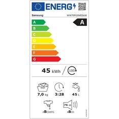 Samsung WW70FG3M05AWLE fehér, elöltöltős, keskeny, max.1400ford., 7 kg, mosógép (Újszerű)