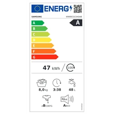 Samsung WW80CGC04DABLE fekete, elöltöltős, max.1400ford., 8 kg, mosógép (Használt - A)
