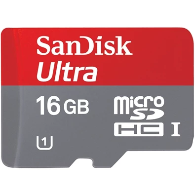 SanDisk 16GB SD micro (SDHC Class 10 UHS-I) Ultra memória kártya adapterrel SanDisk 16GB SD micro (SDHC Class 10 UHS-I) Ultra memória kártya adapterrel