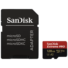 Sandisk 128GB SD micro (SDXC Class 10 UHS-I U3) Extreme Pro memória kártya adapterrel Sandisk 128GB SD micro (SDXC Class 10 UHS-I U3) Extreme Pro memória kártya adapterrel