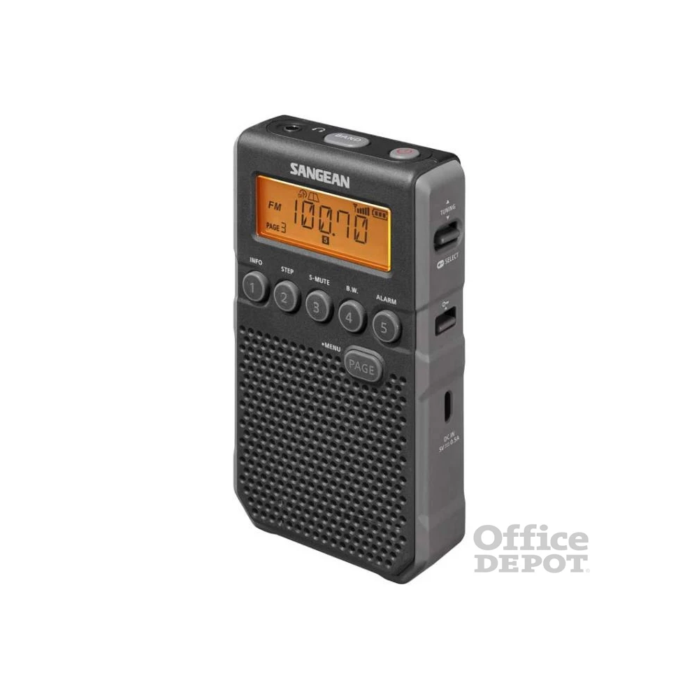 Sangean DT-800 digitális szintézeres FM-RDS hangszórós fekete zsebrádió