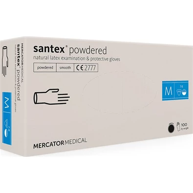 Santex púderes M-es méret 100db/doboz latex kesztyű Santex púderes M-es méret 100db/doboz latex kesztyű