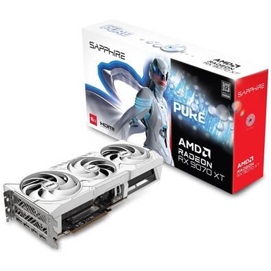 Sapphire PURE AMD RX 9070 XT OC 16GB GDDR6 256bit PCIe videókártya Sapphire PURE AMD RX 9070 XT OC 16GB GDDR6 256bit PCIe videókártya