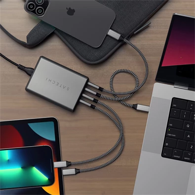 Satechi ST-UC165GM-EU 165W 4xType-C PD GaN fekete hálózati töltő Satechi ST-UC165GM-EU 165W 4xType-C PD GaN fekete hálózati töltő