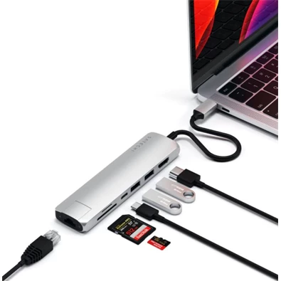 Satechi ST-UCSMA3S Aluminium Slim Type-C 4K HDMI ezüst HUB Satechi ST-UCSMA3S Aluminium Slim Type-C 4K HDMI ezüst HUB