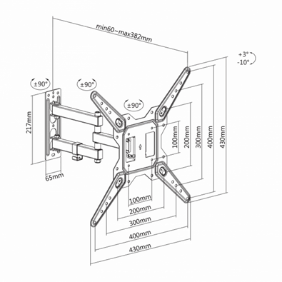 Sbox LCD-443 23"-55" VESA 400x400 dönthető karos fali konzol Sbox LCD-443 23"-55" VESA 400x400 dönthető karos fali konzol