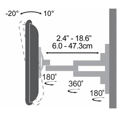Sbox PLB-3644 32"-55" VESA 400x400 dönthető, forgatható, karos fali konzol Sbox PLB-3644 32"-55" VESA 400x400 dönthető, forgatható, karos fali konzol