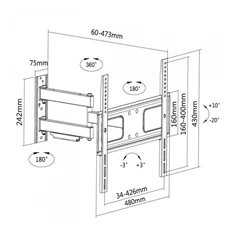 Sbox PLB-3644 32"-55" VESA 400x400 dönthető, forgatható, karos fali konzol Sbox PLB-3644 32"-55" VESA 400x400 dönthető, forgatható, karos fali konzol