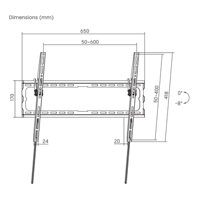 Sbox PLB-3446T-2 37"-80" dönthető fali TV konzol Sbox PLB-3446T-2 37"-80" dönthető fali TV konzol