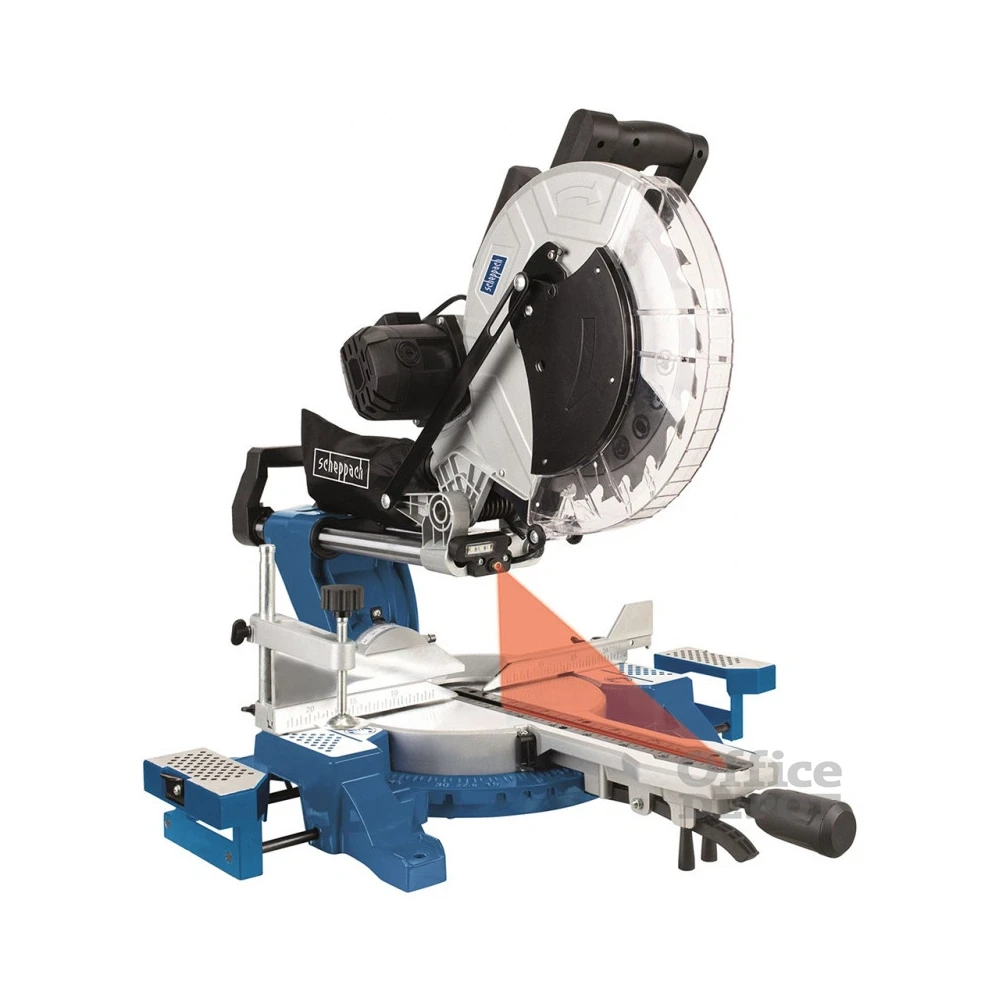 Scheppach HM 140 L - két oldalra dönthető gérvágó fűrész húzófunkcióval és lézerrel
