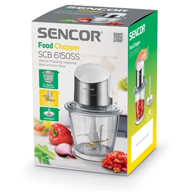 Sencor SCB 6150SS-EUE3 ezüst-fehér elektromos aprító Sencor SCB 6150SS-EUE3 ezüst-fehér elektromos aprító