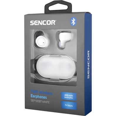 Sencor SEP 510BT True Wireless Bluetooth fehér fülhallgató Sencor SEP 510BT True Wireless Bluetooth fehér fülhallgató